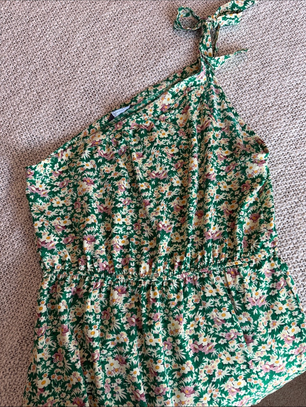 Green Floral One-Shoulder Kids Dress